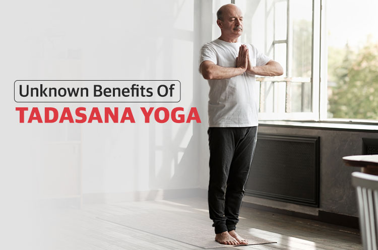 A man is performing Tadasana Yoga