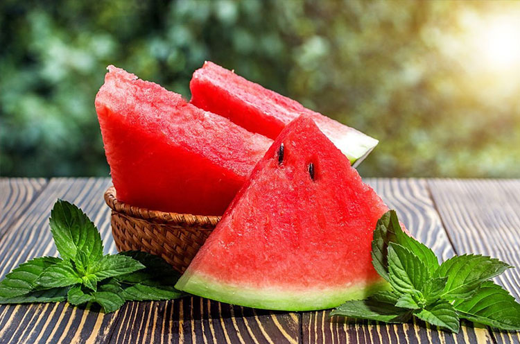 Cut watermelon kept on a table