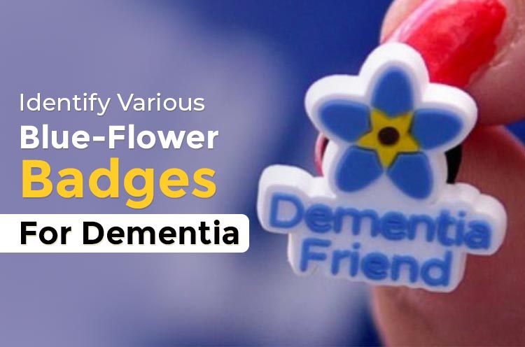 Identify Various Blue Flower Badges for Dementia