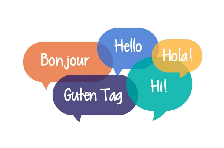 Thought bubble with different languages alphabets